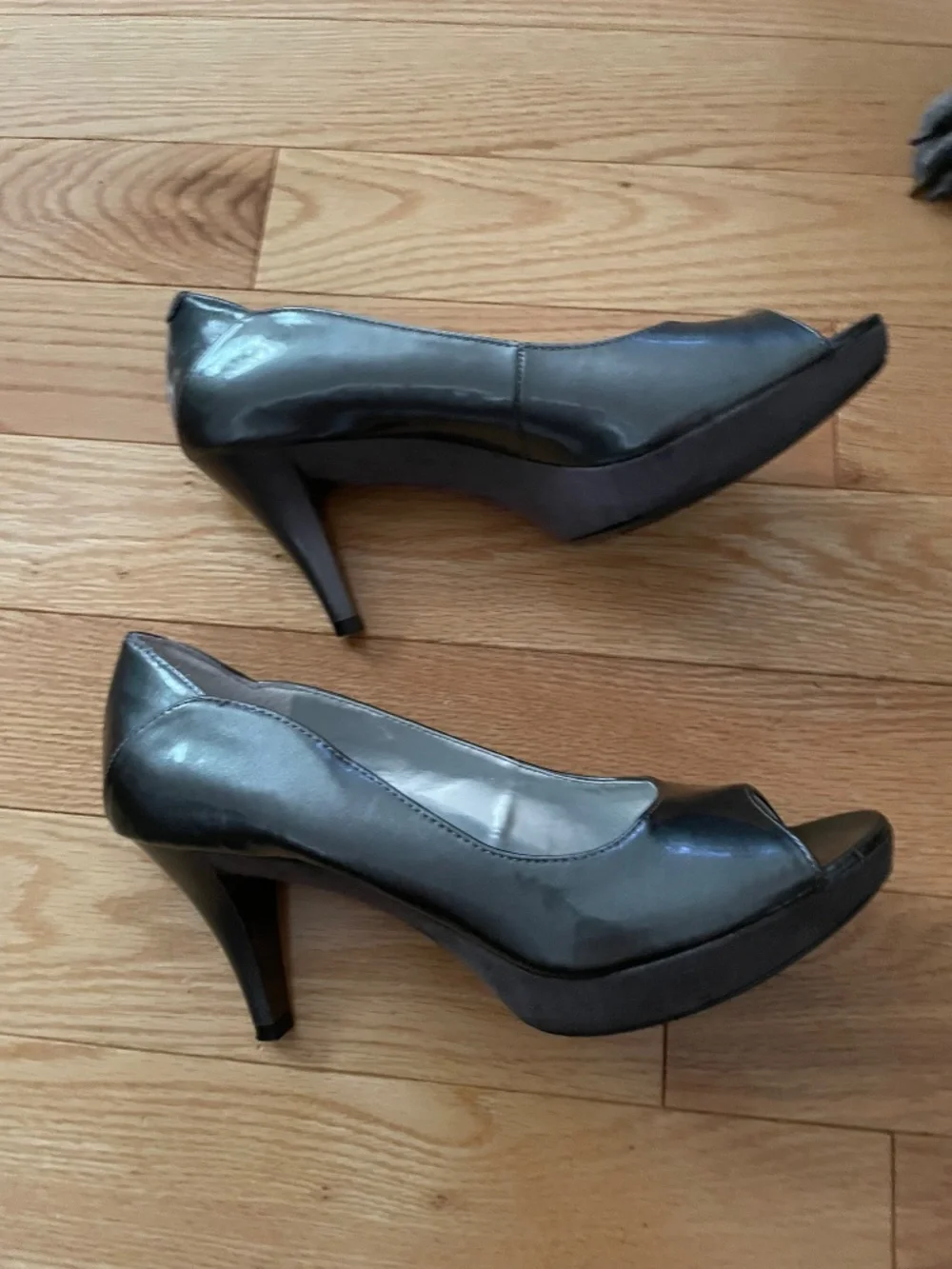 Gun Metal Peep Toe Shoes